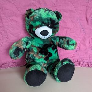 Camo Bear BABW Plush Green Build-a-bear Stuffed Animal 16in Teddy Camouflage